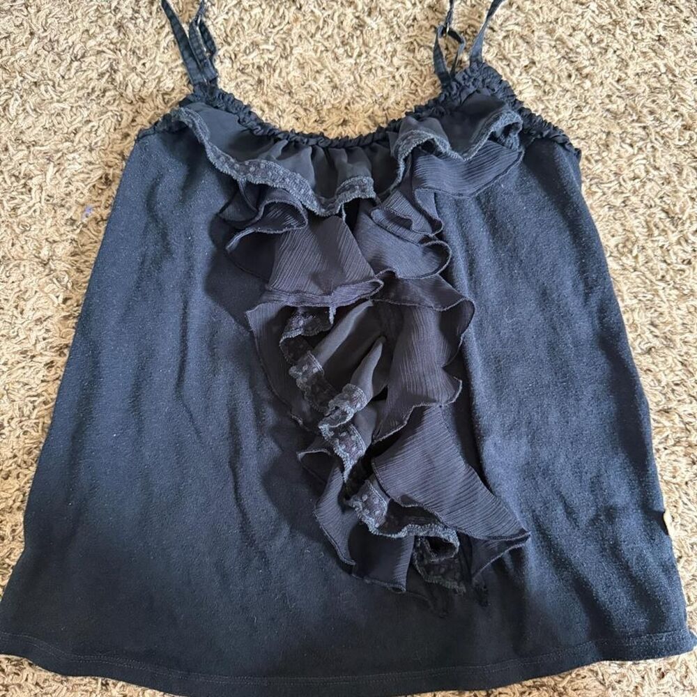 Hollister-co Women's Black and Navy Crop-top